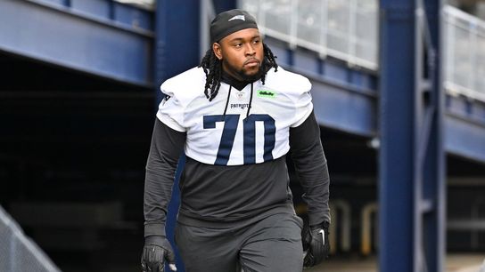 Dolphins acquire Patriots 2024 third-rounder Caedan Wallace   (NFL). Photo by Eric Canha-Imagn Images