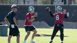 Raiders No. 1 pick Fernando Mendoza OK with QB2 role if team wins (NFL). Photo by Kirby Lee-Imagn Images
