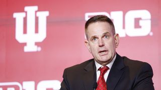 Indiana's Curt Cignetti takes jab at SEC: 'We don't cry a river' (College Football). Photo by Kamil Krzaczynski-Imagn Images