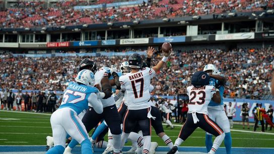 Tyson Bagent, Bears blitz Titans, 24-15 (NFL). Photo by DENNY SIMMONS / THE TENNESSEAN / USA TODAY NETWORK via Imagn Images