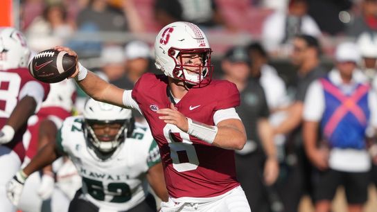 Micah Ford, Davis Warren lead Stanford past Hawaii in opener (College Football). Photo by Darren Yamashita-Imagn Images