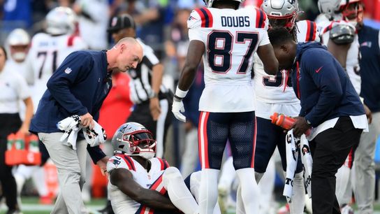 Patriots WR A.J. Brown exits in third quarter with right ankle injury (NFL). Photo by Steven Bisig