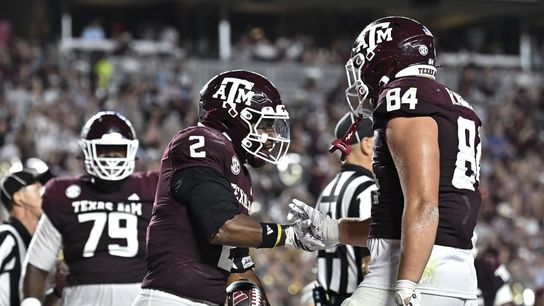 Jamarion Morrow scores 3 TDs in Texas A&M rout of The Citadel (College Football). Photo by Maria Lysaker