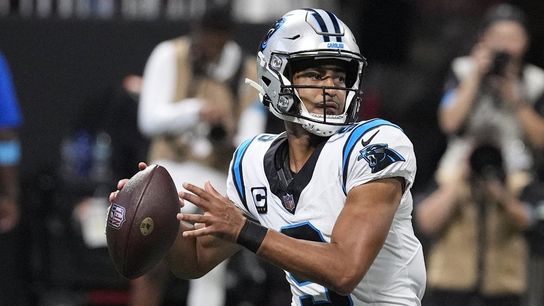 Bryce Young, Panthers' defense blitz Falcons for big win (NFL). Photo by Dale Zanine