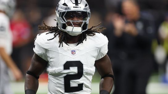 Raiders RB Ashton Jeanty (ankle/foot) questionable against Patriots (NFL). Photo by Stephen Lew