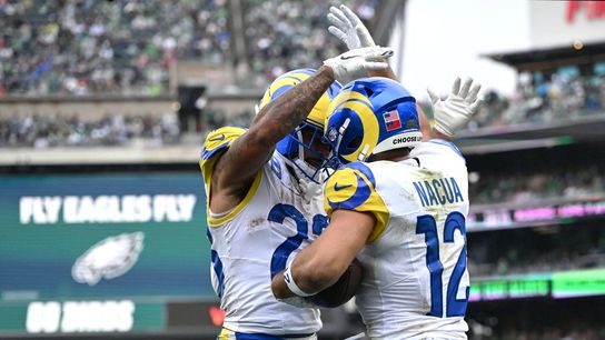 Kyren Williams, Rams run past Eagles (NFL). Photo by Eric Hartline