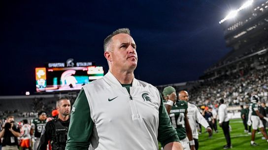 Michigan State’s Pat Fitzgerald downplays storyline vs. No. 25 Northwestern  (College Football). Photo by Nick King
