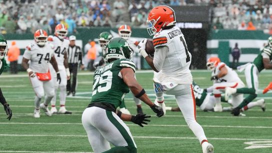 Browns lose rookie WR KC Concepcion (head) on fierce hit (NFL). Photo by Robert Deutsch