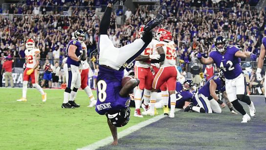 Lamar Jackson misses practice with sore hip from flip (NFL)