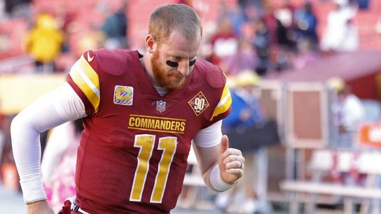 Report: Commanders' Carson Wentz nursing biceps strain (NFL)