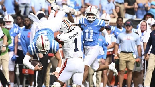 No. 9 Ole Miss runs past Auburn 48-34 (College Football)