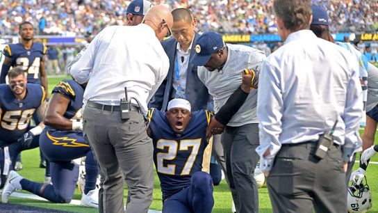 Chargers CB J.C. Jackson (knee) carted off vs. Seahawks (NFL)