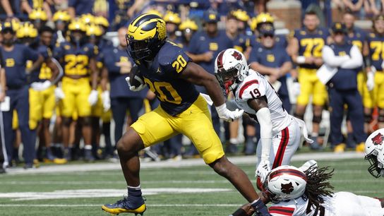 Kalel Mullings, No. 17 Michigan run past Arkansas State (College Football)
