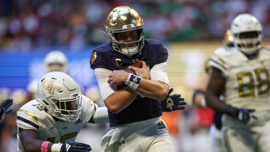 QB Riley Leonard uses legs in No. 12 Notre Dame's easy win over Georgia Tech (College Football)