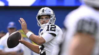Raiders QB Aidan O'Connell (thumb) exits game vs. Rams (NFL)