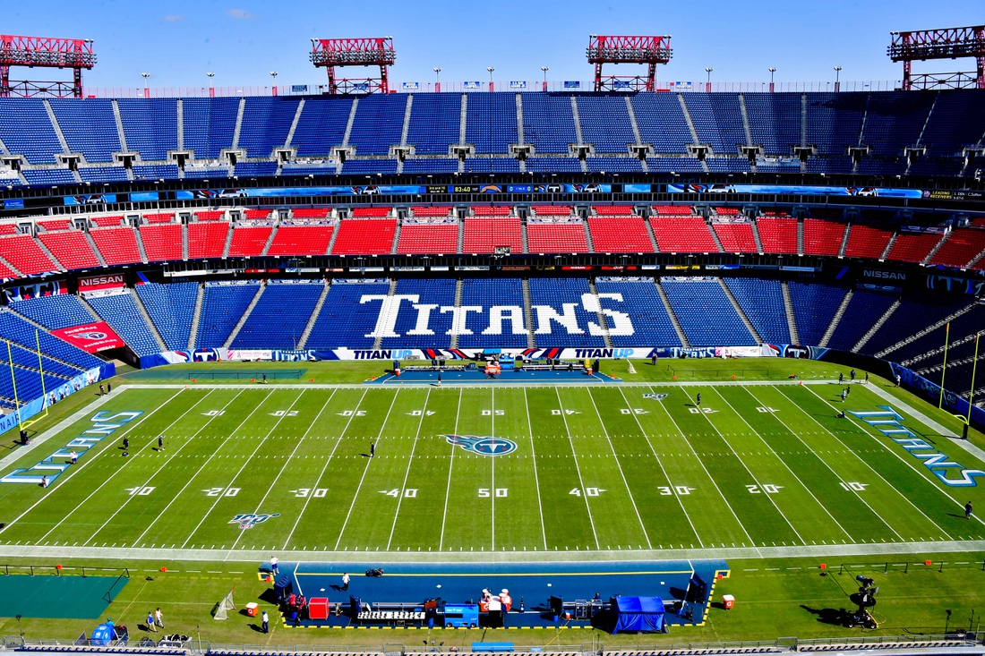 Oct 20, 2019; Nashville, TN, USA; A general view inside Nissan Stadium prior to the game between the Tennessee Titans and the Los Angeles Chargers. Mandatory Credit: Jim Brown-USA TODAY Sports