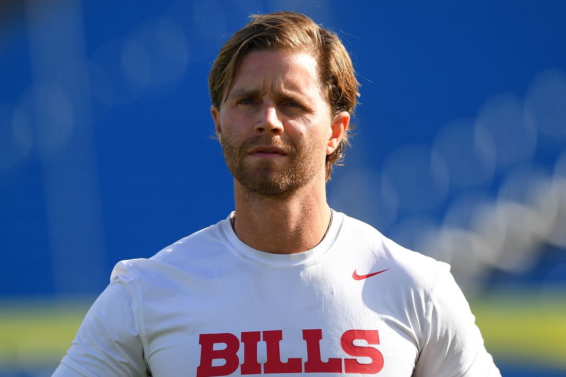 Oct 20, 2019; Orchard Park, NY, USA; Buffalo Bills kicker Stephen Hauschka (4) walks on the field prior to the game against the Miami Dolphins at New Era Field. Mandatory Credit: Rich Barnes-USA TODAY Sports