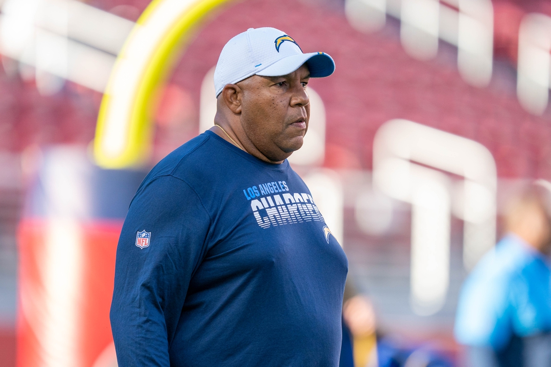 August 29, 2019; Santa Clara, CA, USA; Los Angeles Chargers special teams coordinator George Stewart before the game against the San Francisco 49ers at Levi's Stadium. Mandatory Credit: Kyle Terada-USA TODAY Sports
