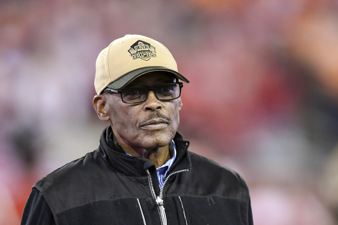 Jan 2, 2020; Jacksonville, Florida, USA; NFL former running back Floyd Little is honored prior to the game between the Tennessee Volunteers and the Indiana Hoosiers at TIAA Bank Field. Mandatory Credit: Douglas DeFelice-USA TODAY Sports