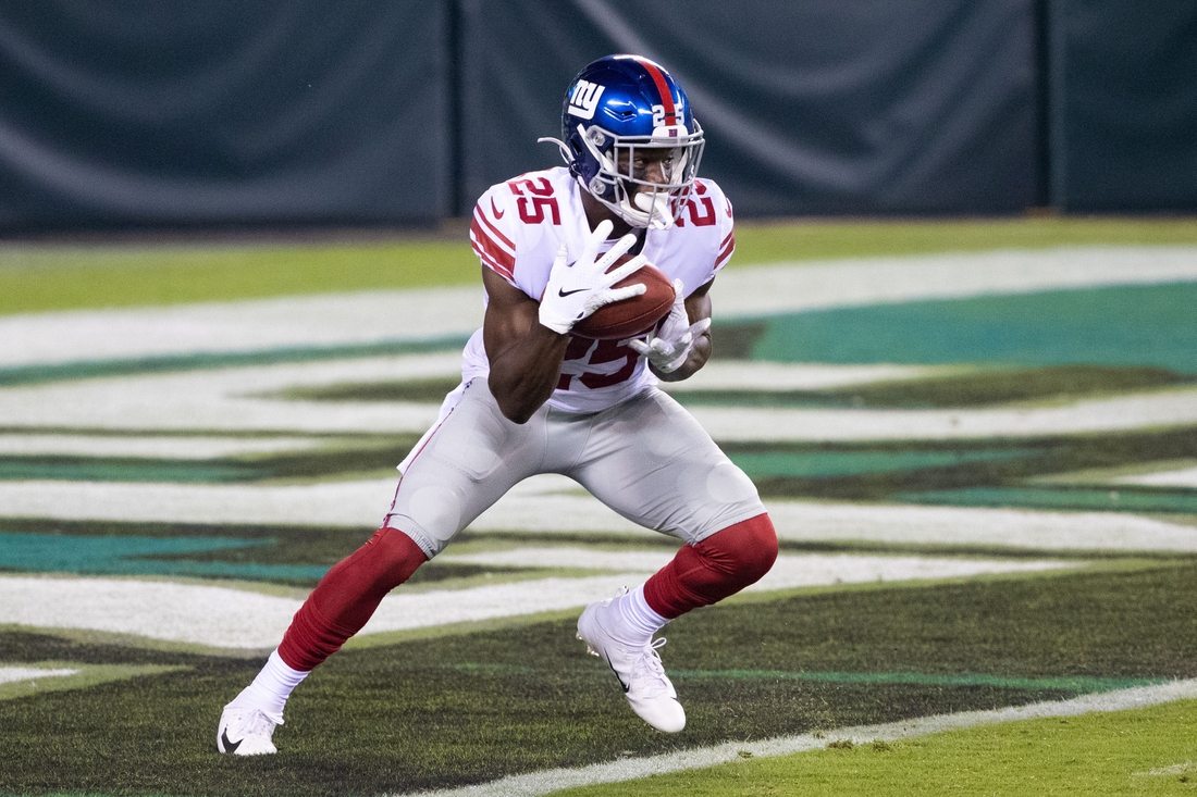Oct 22, 2020; Philadelphia, Pennsylvania, USA; New York Giants cornerback Corey Ballentine (25) in action against the Philadelphia Eagles during the first quarter at Lincoln Financial Field. Mandatory Credit: Bill Streicher-USA TODAY Sports