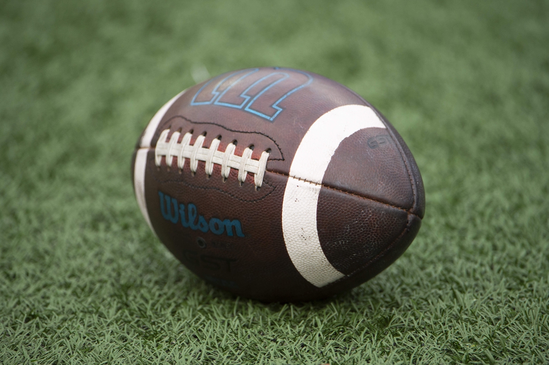 Nov 21, 2020; Eugene, Oregon, USA; A detailed view of a football before the start of a game between the Oregon Ducks and the UCLA Bruins at Autzen Stadium. Mandatory Credit: Troy Wayrynen-USA TODAY Sports