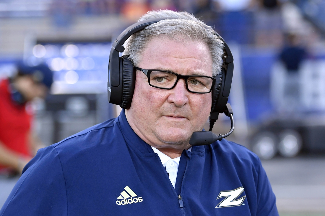 Sep 15, 2018; Evanston, IL, USA; Akron Zips head coach Terry Bowden looks on during the game against the Northwestern Wildcats at Ryan Field. Mandatory Credit: Quinn Harris-USA TODAY Sports