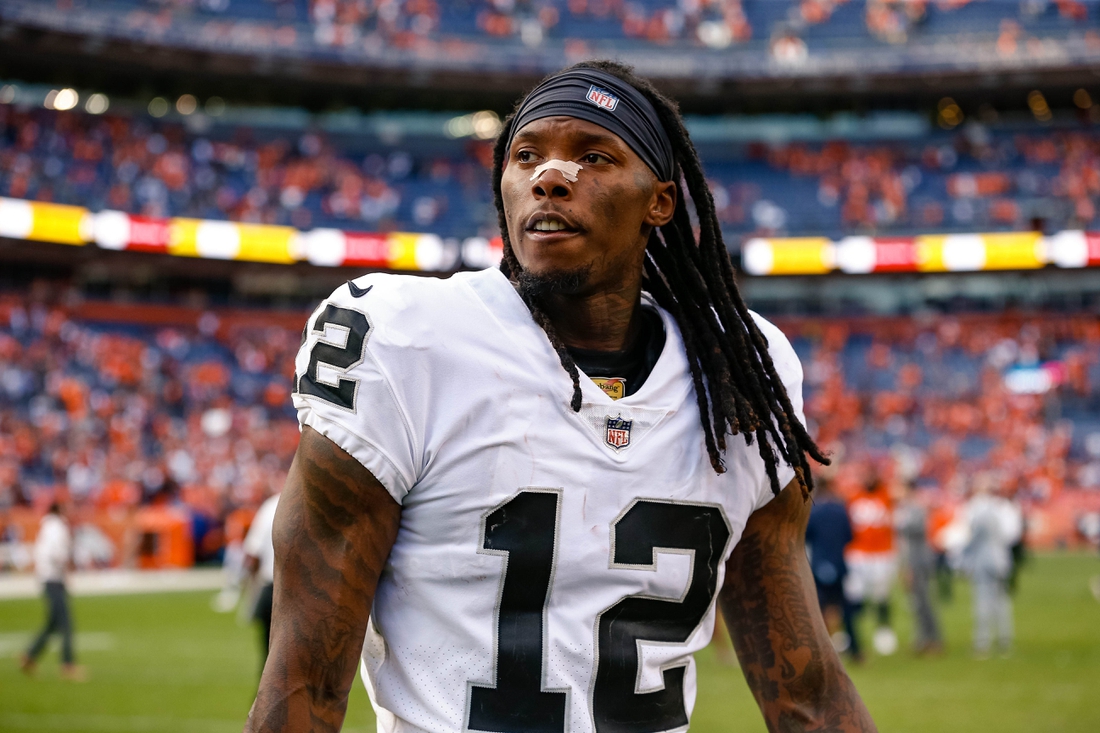 Sep 16, 2018; Denver, CO, USA; Oakland Raiders wide receiver Martavis Bryant (12) after the game against the Denver Broncos at Broncos Stadium at Mile High. Mandatory Credit: Isaiah J. Downing-USA TODAY Sports