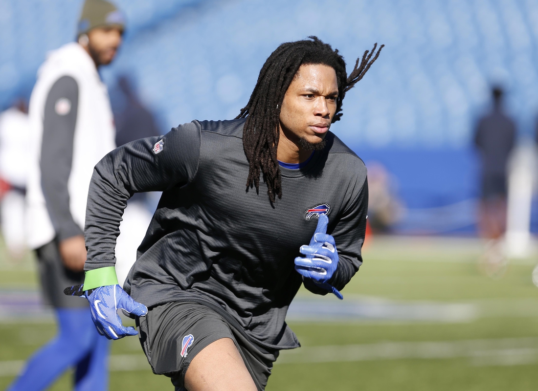 Nov 4, 2018; Orchard Park, NY, USA; Buffalo Bills wide receiver Kelvin Benjamin (13) on the field before a game against the Chicago Bears at New Era Field. Mandatory Credit: Timothy T. Ludwig-USA TODAY Sports