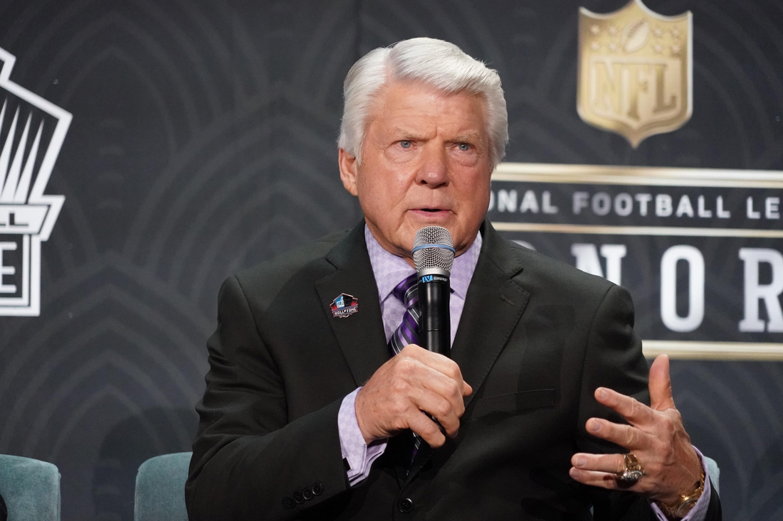 Feb 1, 2020; Miami, Florida, USA; Hall of Fame inductee Jimmy Johnson speaks to the media during the NFL Honors awards presentation at Adrienne Arsht Center. Mandatory Credit: Kirby Lee-USA TODAY Sports