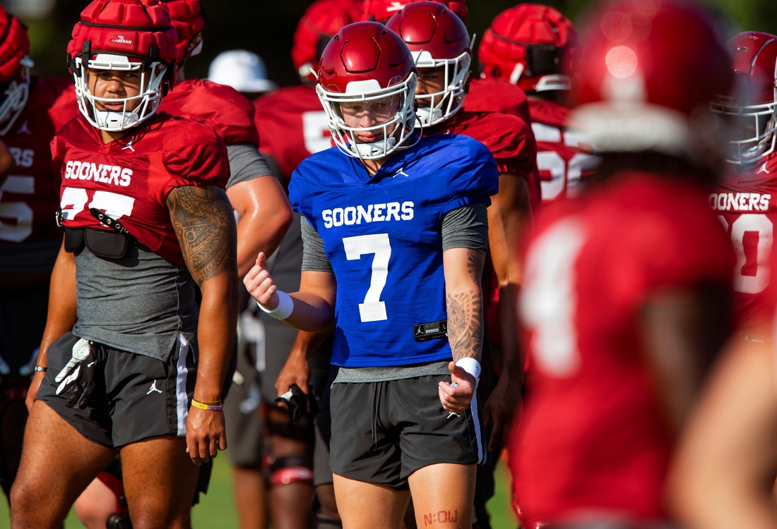 OU quarterback Spencer Rattler (7) enters the 2021 season as the Heisman Trophy favorite on a Sooners team eyeing their first national title since the 2000 season.

main