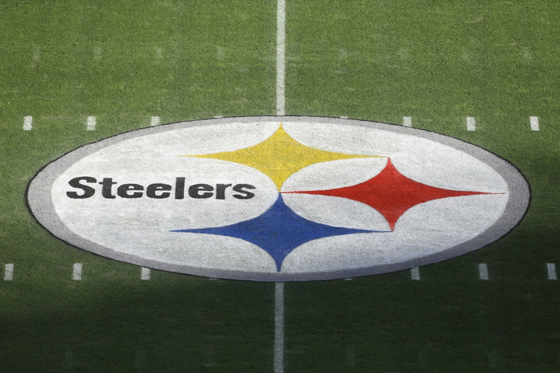 Dec 2, 2020; Pittsburgh, Pennsylvania, USA;  General view of the team logo at mid-field before the Pittsburgh Steelers host the Baltimore Ravens at Heinz Field. Mandatory Credit: Charles LeClaire-USA TODAY Sports