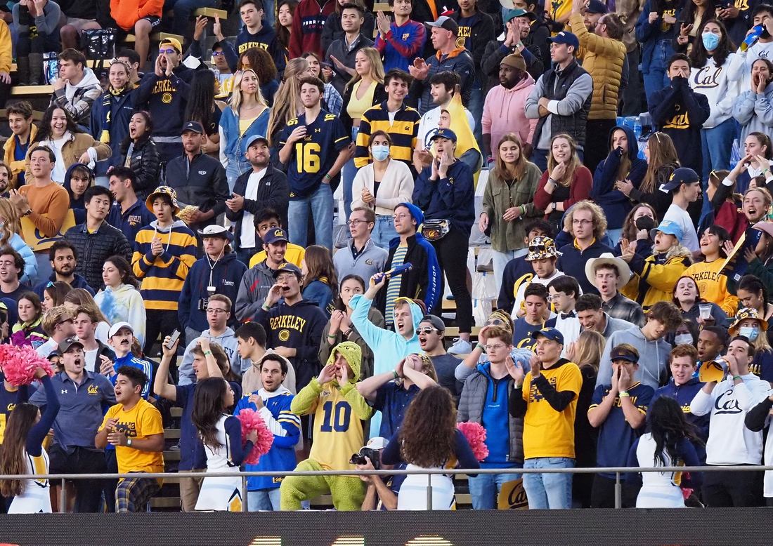 Oct 30, 2021; Berkeley, California, USA; California Golden Bears fans during the third quarter against the Oregon State Beavers at FTX Field at California Memorial Stadium. Mandatory Credit: Kelley L Cox-USA TODAY Sports