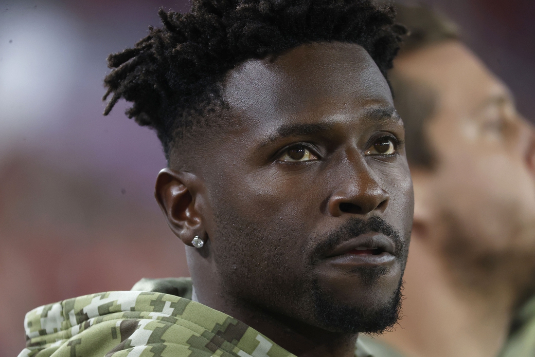 Nov 22, 2021; Tampa, Florida, USA;  Tampa Bay Buccaneers wide receiver Antonio Brown (81) during the first quarter against the New York Giants at Raymond James Stadium. Mandatory Credit: Kim Klement-USA TODAY Sports