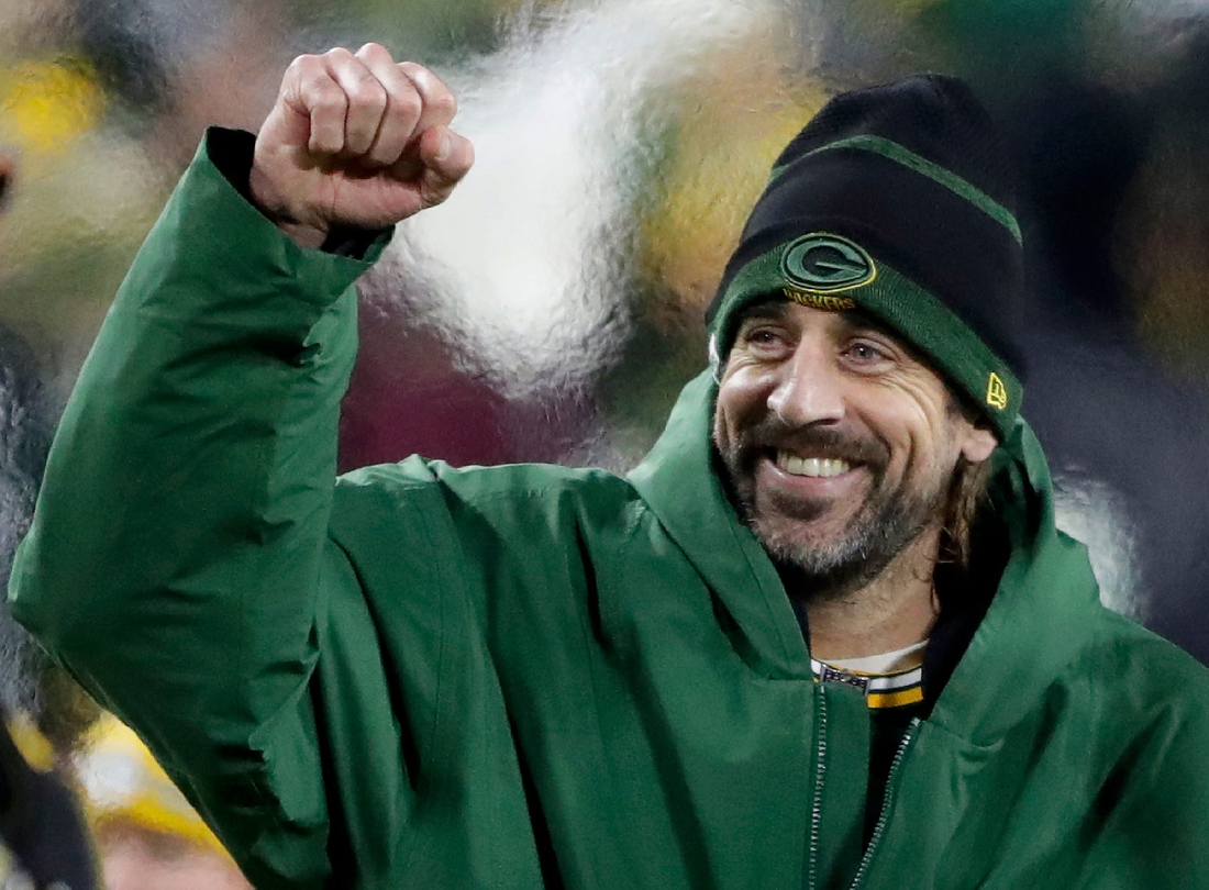 Green Bay Packers quarterback Aaron Rodgers (12) following the Packers' victory over the Chicago Bears during their football game on Sunday, Dec. 12, 2021, at Lambeau Field in Green Bay, Wis.

Uscp 7j1w83xi7lv1ffy2423h8 Original