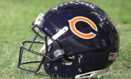 Nov 8, 2021; Pittsburgh, Pennsylvania, USA;  A Chicago Bears helmet is seen on the field before the Bears play the Pittsburgh Steelers at Heinz Field. Mandatory Credit: Charles LeClaire-USA TODAY Sports