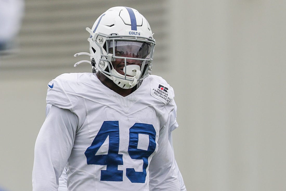 Indianapolis Colts linebacker Matthew Adams (49) during practice at the Indiana Farm Bureau Football Center on Tuesday, Sept. 1, 2020.

Indianapolis Colts Practice At Indiana Farm Bureau Football Center Complex On Tuesday Sept 1 2020