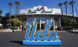Aug 28, 2021; Pasadena, California, USA; A general overall view of the  Rose Bowl facade prior to the game between the UCLA Bruins and the Hawaii Rainbow Warriors . Mandatory Credit: Kirby Lee-USA TODAY Sports