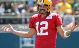 Green Bay Packers quarterback Aaron Rodgers (12) has some fun during training camp Tuesday, August 2, 2022, at Ray Nitschke Field in Green Bay, Wis. Dan Powers/USA TODAY NETWORK-Wisconsin

Apc Packtrainingcamp 0802221036djpc