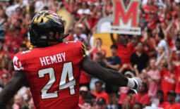 Sep 3, 2022; College Park, Maryland, USA; Maryland Terrapins running back Roman Hemby (24) reacts after running for a first half touchdown against the Buffalo Bulls  at Capital One Field at Maryland Stadium. Mandatory Credit: Tommy Gilligan-USA TODAY Sports
