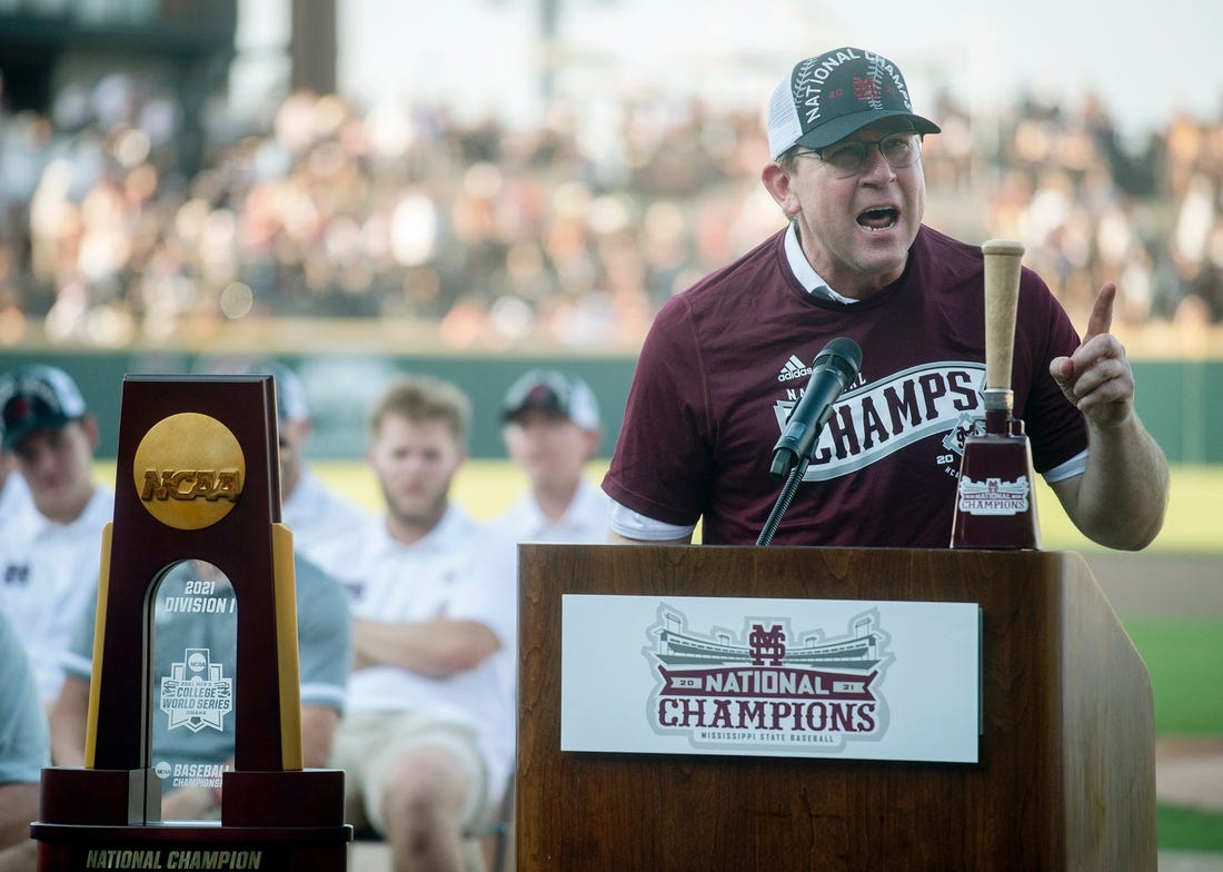 Mississippi State's Athletic Director John Cohen speaks during MSU's 2021 Baseball National Championship ceremony at the Dudy Noble Field at Polk-Dement Stadium on Friday, July 2, 2021.

Msu Parade And Ceremony17