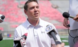 Wisconsin Badgers defensive coordinator coach Jim Leonhard was named interim head coach after Paul Chryst was fired Sunday.

Badgers Media Day 0577