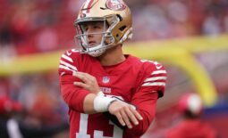 Dec 11, 2022; Santa Clara, California, USA; San Francisco 49ers quarterback Brock Purdy (13) follows through on a pass before the start of the game against the Tampa Bay Buccaneers at Levi's Stadium. Mandatory Credit: Cary Edmondson-USA TODAY Sports