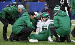Jets quarterback Mike White left the game several times after being hit by the Bills defense.  He was able to come back and finish the game.
