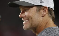 Aug 21, 2021; Tampa, Florida, USA; Tampa Bay Buccaneers quarterback Tom Brady (12) smiles on the sidelines during the second quarter against the Tennessee Titans at Raymond James Stadium. Mandatory Credit: Kim Klement-USA TODAY Sports