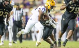 Trey Holly (25) runs the ball as the LSU Tigers take on the the Army Black Knights in Tiger Stadium in Baton Rouge, Louisiana, October. 21, 2023.