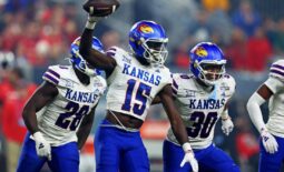 Kansas Jayhawks linebacker Craig Young (15) is one of the 10 overlooked prospects to know entering the 2024 NFL Draft. Mandatory Credit: Mark J. Rebilas-USA TODAY Sports