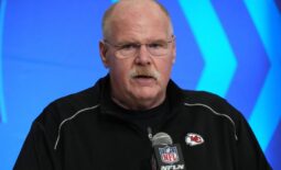 Feb 27, 2024; Indianapolis, IN, USA; Kansas City Chiefs coach Andy Reid during the NFL Scouting Combine at Indiana Convention Center. Mandatory Credit: Kirby Lee-USA TODAY Sports