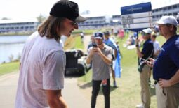 Jacksonville Jaguars quarterback Trevor Lawrence walks off hole 17 during the second round of The Players Championship PGA golf tournament Friday, March 15, 2024 at TPC Sawgrass in Ponte Vedra Beach, Fla. [Corey Perrine/Florida Times-Union]